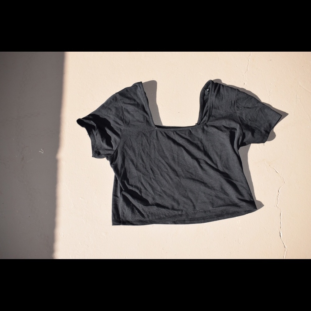 Black Square Neck Crop Top